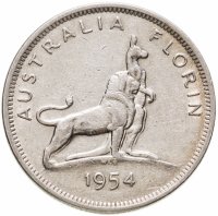 купить Австралия 2 шиллинга (флорин, shillings) "Визит королевы Елизаветы II в Австралию"