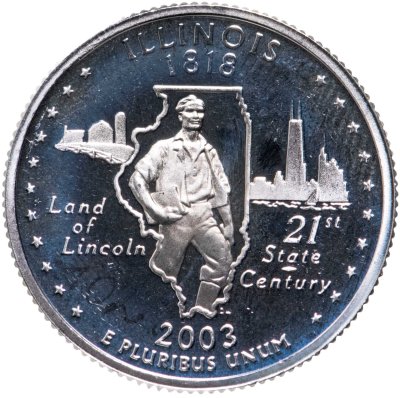 купить США 25 центов (квотер, 1/4 доллара, quarter dollar) 2003 Иллинойс
