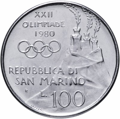 купить Сан-Марино 100 лир (lire) 1980 "XXII летние Олимпийские Игры, Москва 1980"