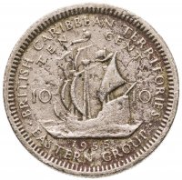 купить Восточные Карибы 10 центов (cents) 1955-1965, случайная дата