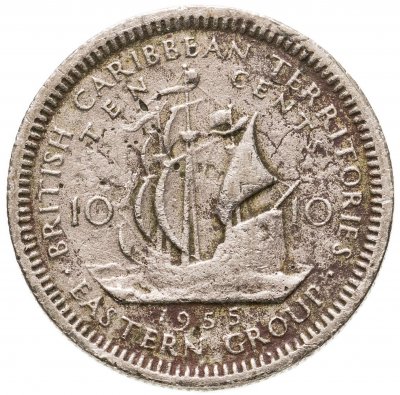 купить Восточные Карибы 10 центов (cents) 1955-1965, случайная дата