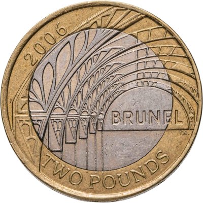 купить Великобритания 2 фунта (pounds) 2006 "200 лет со дня рождения Изамбарда Кингдома Брюнеля - станция Паддингтон"