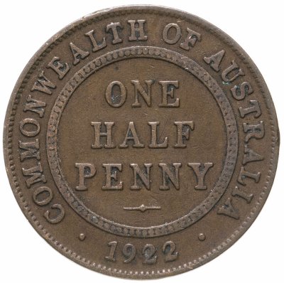 купить Австралия 1/2 пенни (penny) 1922