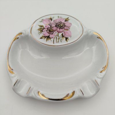 купить Пепельница, декорированная цветами, Porcelaine de Bruxelles, фарфор, деколь, Бельгия, 1960-1990 гг.