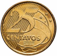 Купить Бразилия 25 сентаво (centavos) 1998-2019, случайная дата