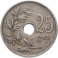 Купить Бельгия 25 сантимов (centimes) 1913-1929 (Надпись на французском - 'ROYAUME DE BELGIQUE')