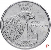 Купить США 1/4 доллара (квотер, 25 центов) 2007 P "Штат Айдахо"
