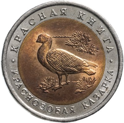 купить 10 рублей 1992 ЛМД краснозобая казарка - Красная книга