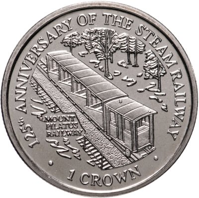 купить Остров Мэн 1 крона (crown) 1998 "125 лет паровой железной дороге - горная железная дорога Пилатус"