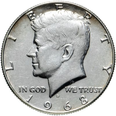 купить США 50 центов (1/2 доллара, half dollar) 1968 D Kennedy Half Dollar (Кеннеди) знак монетного двора "D" - Денвер