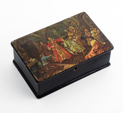 купить Шкатулка "Игра в жмурки", папье-маше, печать, Российская империя, 1900-1910 гг.