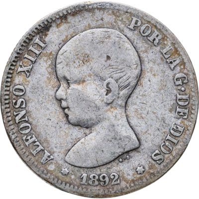 купить Испания 2 песеты (pesetas) 1892