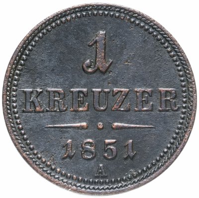 купить Австрия 1 крейцер (kreuzer) 1851 Знак монетного двора "A" - Вена