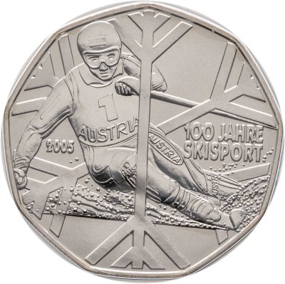 купить Австрия 5 евро (euro) 2005 "100 лет лыжному спорту" в буклете