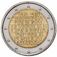 Купить Португалия 2 евро 2018 "250 лет Национальной прессе"