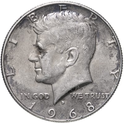 купить США 50 центов (1/2 доллара, half dollar) 1968 D Kennedy Half Dollar (Кеннеди) знак монетного двора "D" - Денвер