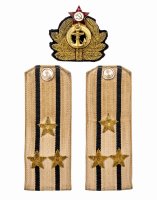 купить Подборка из 2 погон и кокарды капитана 1 ранга ВМФ СССР, ткань, металл, эмаль, СССР, 1960-1980 гг.