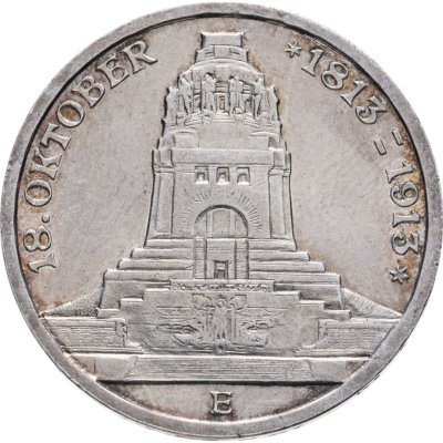 купить Германская империя (Саксония) 3 марки 1913 "100 лет Битве народов", Е