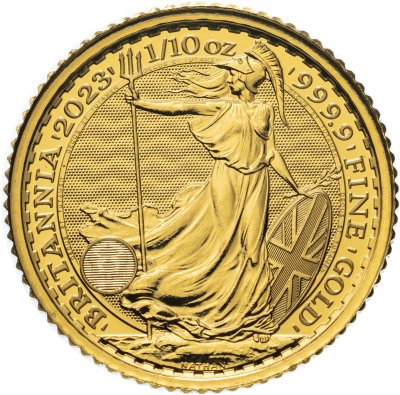 купить Великобритания 10 фунтов (pounds) 2023 "Стоящая Британия", с новым портретом короля Карла III