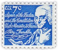 купить США 7 центов 1972 "Выдающиеся американцы - Бенджамин Франклин"