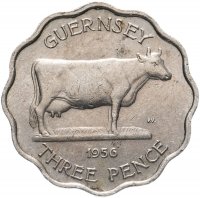 Купить Остров Гернси 3 пенса (pence) 1956