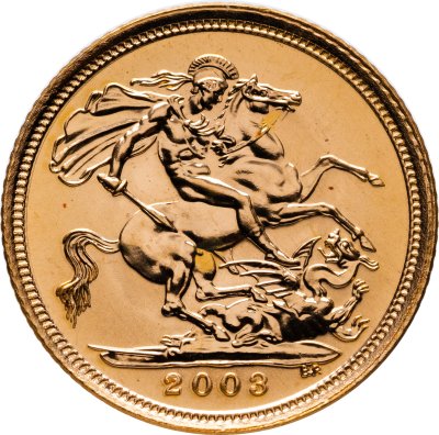 купить Великобритания 1/2 соверена (half sovereign) 2003 UNC Елизавета II - святой Георгий с драконом