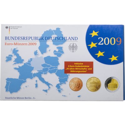 купить Германия, годовой набор из 9 монет евро 2009 A Proof в оригинальном футляре