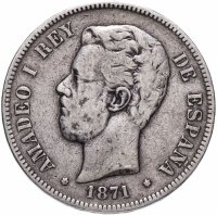купить Испания 5 песет (pesetas) 1871
