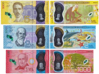 купить Коста Рика набор 1000, 2000, 5000 колон 2018-2019 (Pick NEW) пластик
