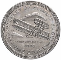 купить Остров Мэн 1 крона 1983 "200 лет полету человека - Биплан"