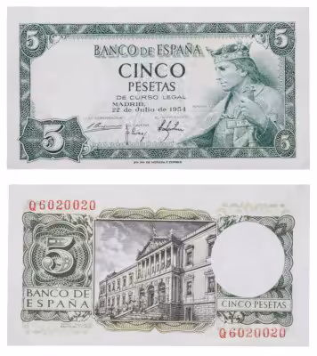 купить Испания 5 песет 1954 (Pick 146a)