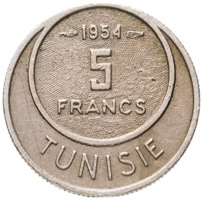 купить Тунис 5 франков (francs) 1954