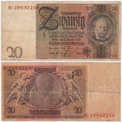 купить Германия 20 рейхсмарок 1933 (Pick 181)