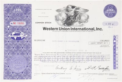 купить Акция США Western Union International, Inc. 1971 г.