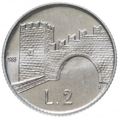 купить Сан-Марино 2 лиры (lire) 1988 "Укрепления Сан-Марино"