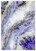 Купить Панно настенное "Морозный узор", авторская ручная работа в технике Resin Art, глянцевое 3D покрытие, натуральный камень, стекло, Россия, 2020 г.