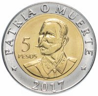 Купить Куба 5 песо 2017 120 лет со дня смерти Антонио Масео