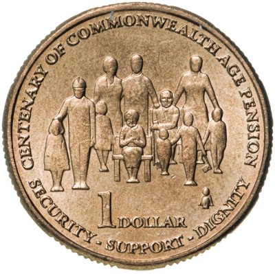 купить Австралия 1 доллар 2009 "100 лет Пенсионному фонду"