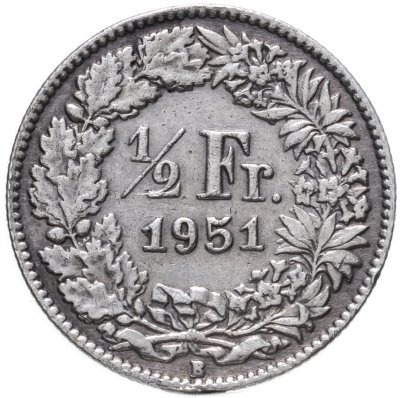купить Швейцария 1/2 франка (franc) 1951
