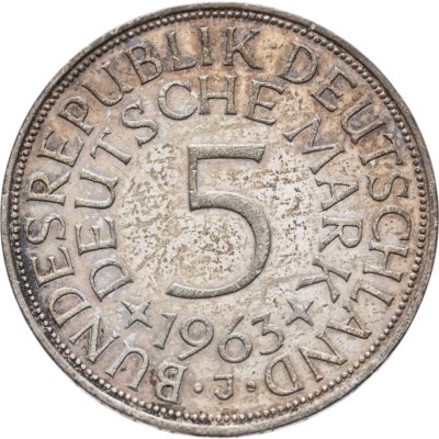 купить Германия 5 марок (deutsche mark) 1963 J знак монетного двора: "J" - Гамбург