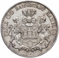 купить Германия (Империя), Гамбург 5 марок (mark) 1907 J