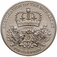 купить Великобритания 5 фунтов (pounds) 2010 "350 лет восстановлению монархии"