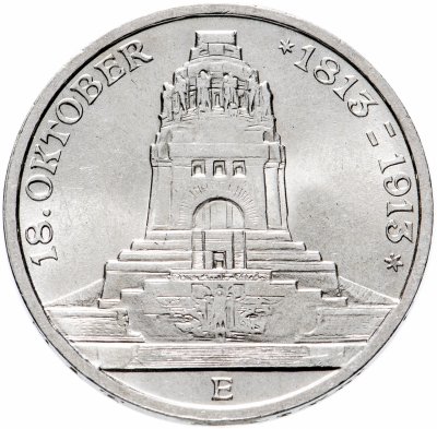 купить Саксония 3 марки 1913 "100-летие битвы при Лейпциге"