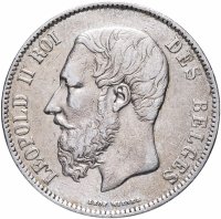 Купить Бельгия 5 франков (francs) 1870