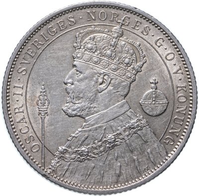 купить Швеция 2 кроны (kronor) 1897 "25 лет вступлению на престол Короля Оскара II (серебряный юбилей)"