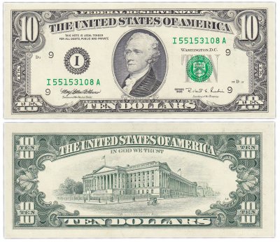 купить США 10 долларов 1995 (Pick 499) I - Миннеаполис "FW" (Fort Worth)