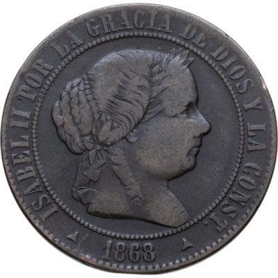 купить Испания 5 сентимо (centimos) 1868