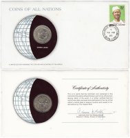 купить Серия «Монеты всех стран мира» - Сьерра-Леоне 20 центов (cents) 1964 (монета и 1 марка в конверте)