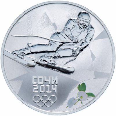 купить 3 рубля 2014 СПМД Proof "XXII Зимняя Олимпиада в Сочи - Горнолыжный - Горные лыжи (виды спорта)"