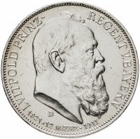купить Германская империя (Бавария) 3 марки 1911 "90 лет со дня рождения Луитпольда Баварского"